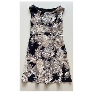 Black and White Floral Cocktail Dress